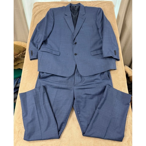 Oak Hill Suit Set Men 54 Reg Blue Marzotto Italian Fabric Wool Blazer pant 44x33
